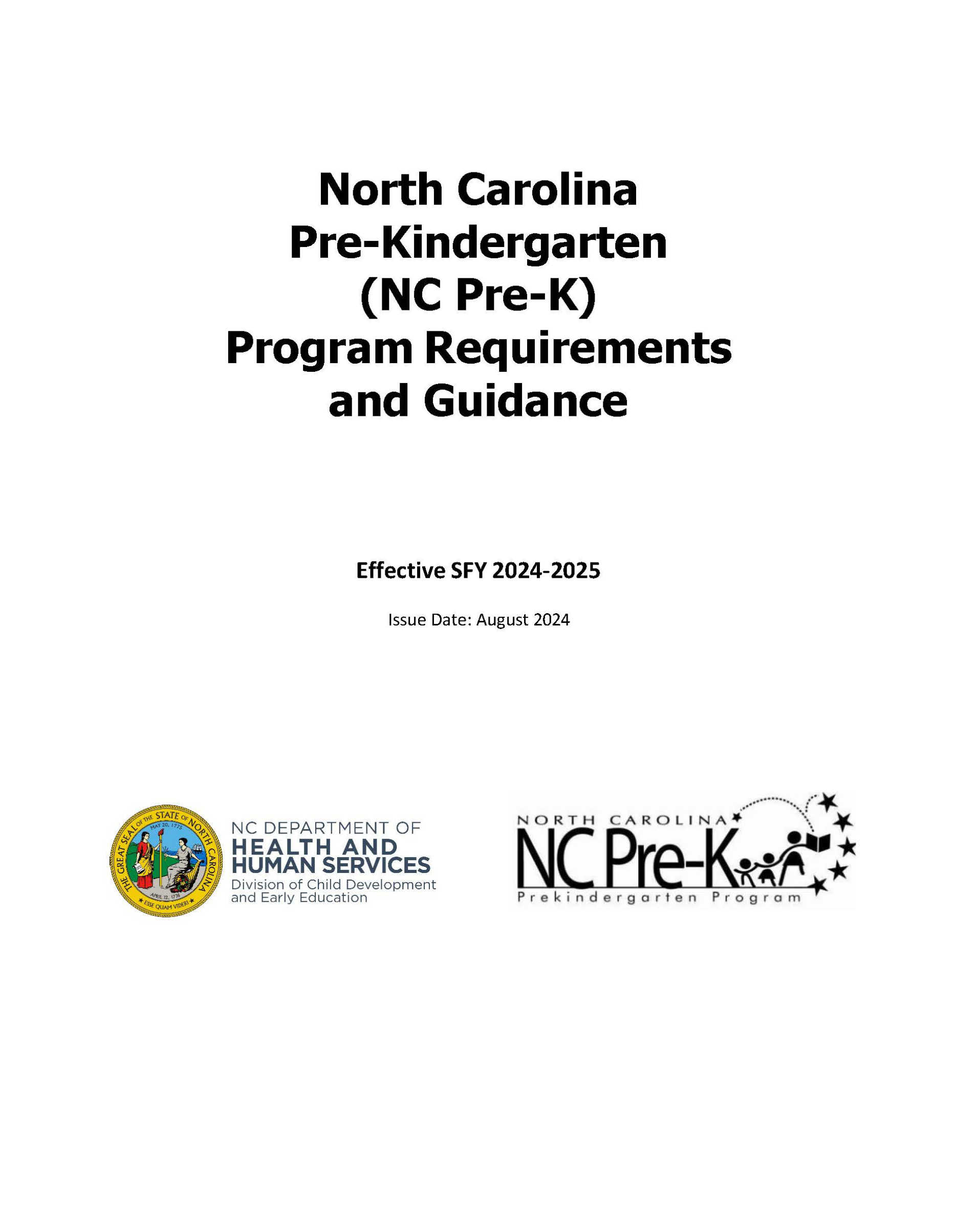 North Carolina Pre-Kindergarten (NC Pre-K) Program Requirements and Guidance report cover